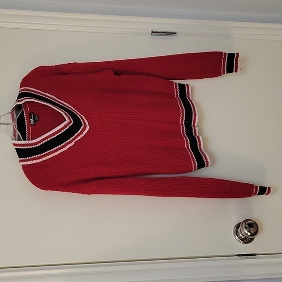 LOVE BY CHESLEY V-Neck Preppy Academia Schoolgirl Varsity Sailor Sweater - Picture 2 of 6